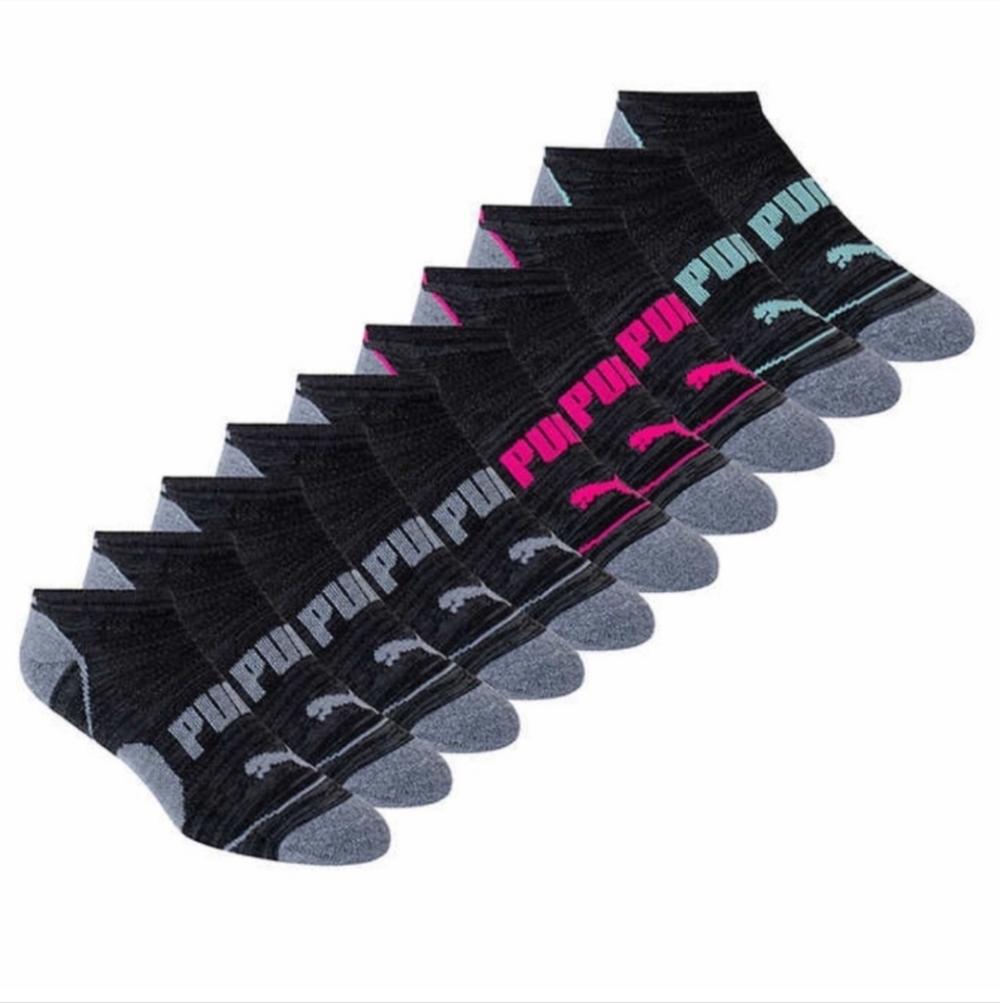 NWT Puma Ladies No Show Sock,‎ 10-pair Black 5-9.5 - Picture 2 of 6
